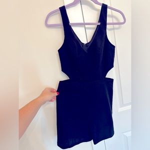 Black V Neck Cutout Romper